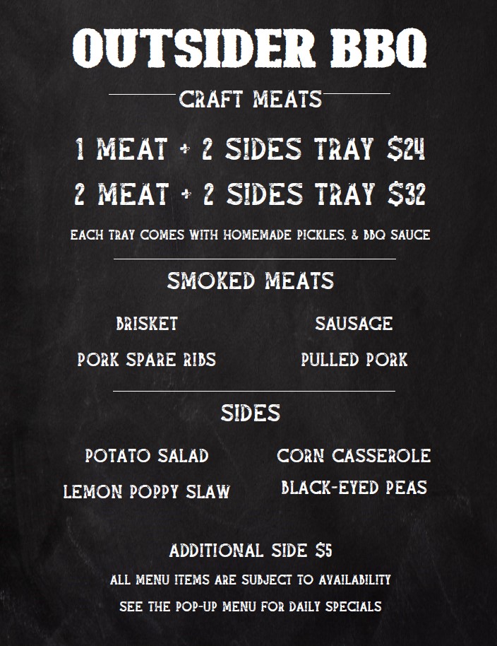 Menu Outsider BBQ